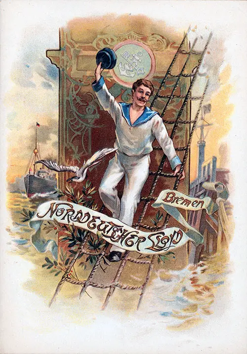 Front Cover of a Vintage Dinner Menu from Saturday, 26 May 1900 on board the SS Kaiser Wilhelm der Gross of the Norddeutscher Lloyd.