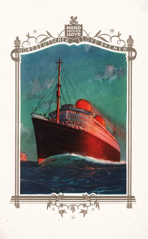 Front Cover of a Vintage Dinner Menu from Friday, 13 June 1930 on board the SS Stuttgart.