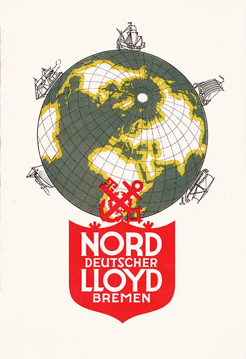 Front Cover, Luncheon Menu, on the SS Stuttgart of the Norddeutscher Lloyd/North German Lloyd, Thursday, 12 June 1930.
