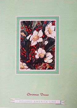 GGA Image ID # 209a554794 Front Cover of a Vintage PLClass Christmas Dinner Menu from Firday, 25 December 1953 on Board the RMS Nieuw Amsterdam of the Holland-America Line.
