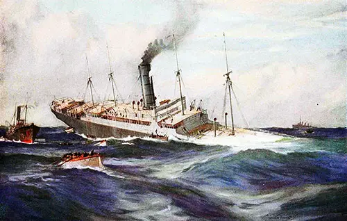 Torpedoing of the SS Ivernia (1900). A Merchant Fleet at War, 1920.