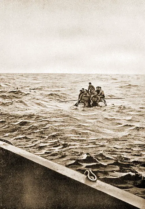 SS Ivernia Survivors Afloat on Raft.