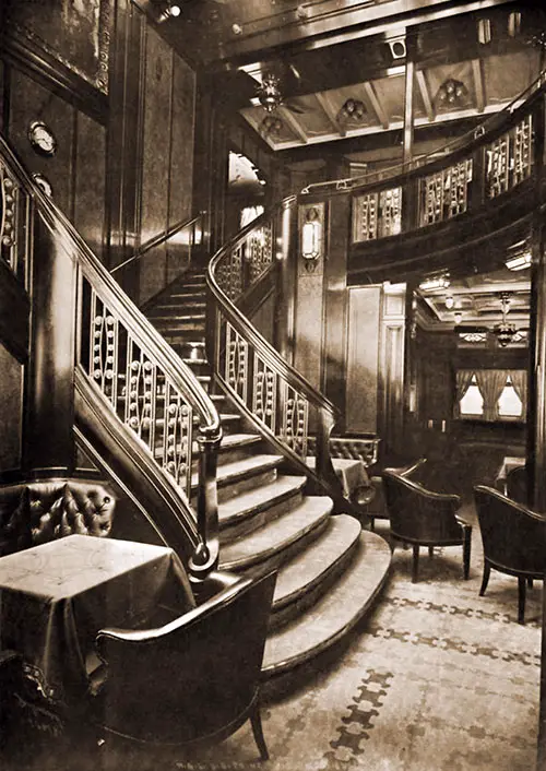 SS Prinz Friedrich Wilhelm Staircase from First Cabin Smoking Room to the Vienna Café.