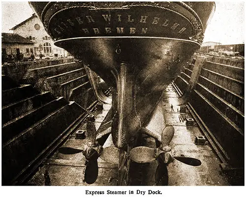 The Express Steamer SS Kaiser Wilhelm II in Dry Dock.
