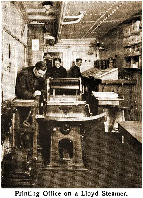 Printing Office on a North German Lloyd Steamer.