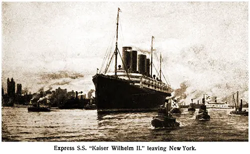 Express Steamer SS Kaiser Wilhelm II Leaving New York.