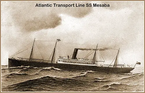 The SS Mesaba (1898) of the Atlantic Transport Line, Shown at Sea.