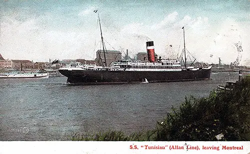 SS Tunisian (1900) of the Allan Line Leaving Montreal.