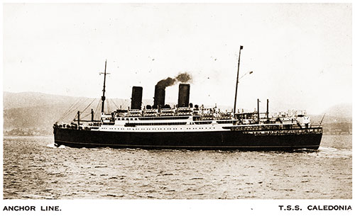 Anchor Line TSS Caledonia, PostallyUsed 24 June 1938.