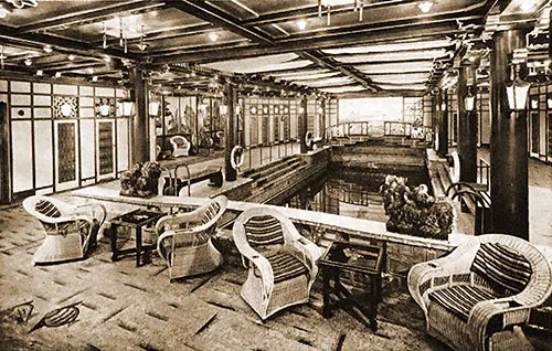 First Class Swimming Pool on the SS Conte Grande of the Lloyd Sabaudo Line.