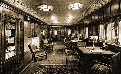 First Class Writing Room on the SS Conte Grande.