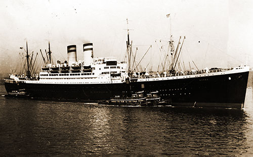 Front Side, Postcard of the SS Hansa (1923) of the Hamburg-American Line. Postally Used with Deutsches Reich 15 Stamp Affixed.