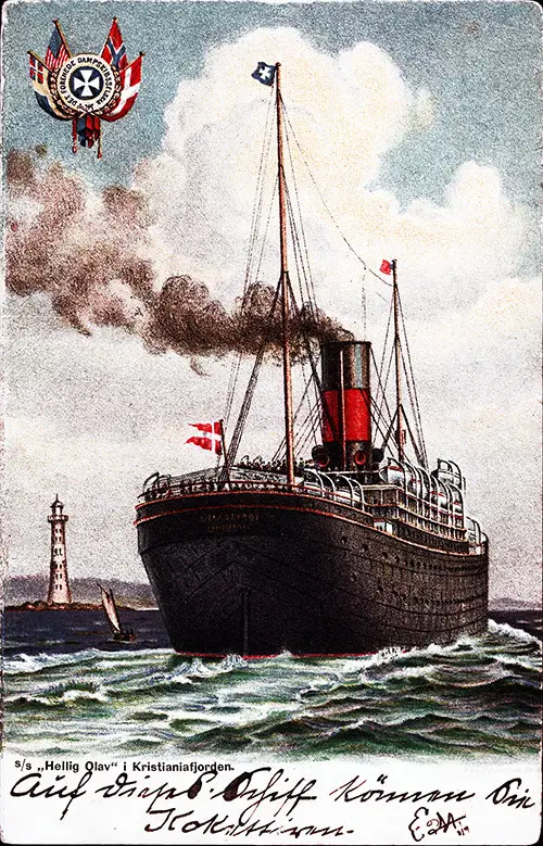 SS Hellig Olav of the Scandinavian-American Line in Kristiniafjord.