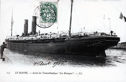 Transatlantic Departure of the SS La Bretagne from Le Havre, 1 August 1906.