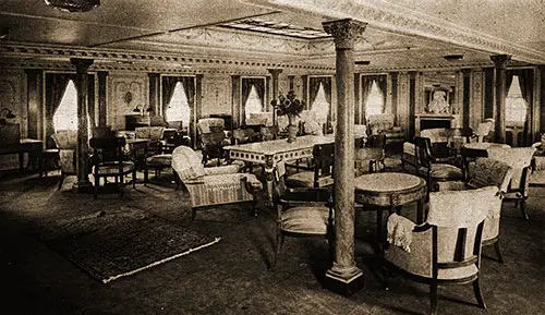 SS Lafayette (1915) First Class Lounge, 1920s.