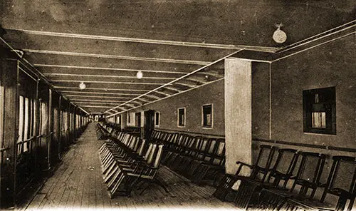 SS Lafayette (1915) First Class Promenade Bridge, 1920s.