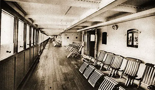 SS Lafayette (1915) First Class Promenade Deck, 1920s.