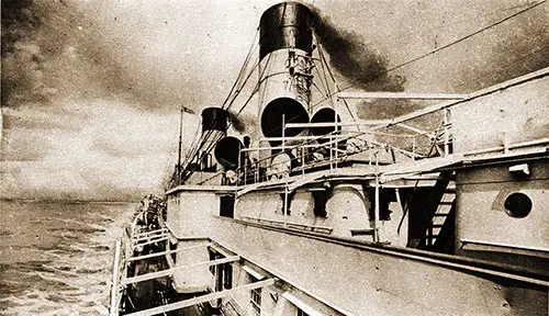 SS Lafayette (1915) Looking Aft from Navigation Bridge Along Boat Deck - "Le Sun Deck," 1920s.