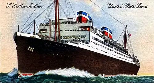 Postcard of the SS Manhattan, the New Luxury Liner of the United States Lines, 1931.
