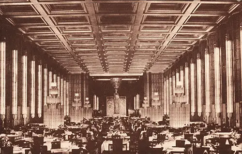 Another General View of the First Class Dining Room with a Length of 282 ft.