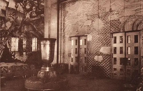 A View of the First Class Grand Salon, Decorated by Jean Dupas.