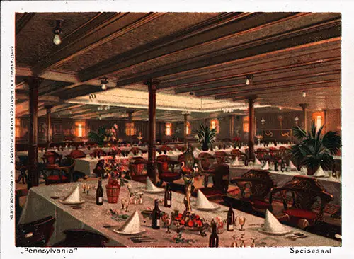 SS Pennsylvania (1896) First Class Dining Saloon.