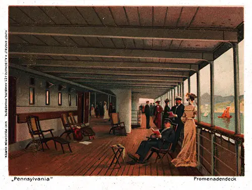Passengers Mill About the Promenade Deck on the SS Pennsylvania (1896).