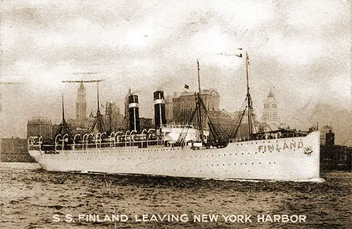 The Red Star Line SS Finland Leaving New York Harbor.