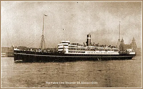 The Fabre Line Steamer SS Alesia (1906) in 1928.
