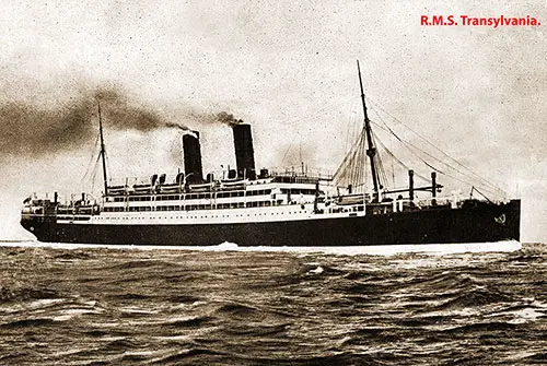 Photo Postcard of the RMS Transylvania of the Cunard-Anchor Lines, circa 1915.