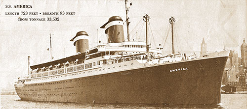 SS America (1940) Near the Port of New York, 1 March 1954.