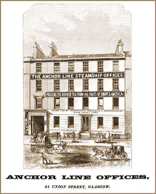 Anchor Line Offices in Glasgow, Scotland, 1872.