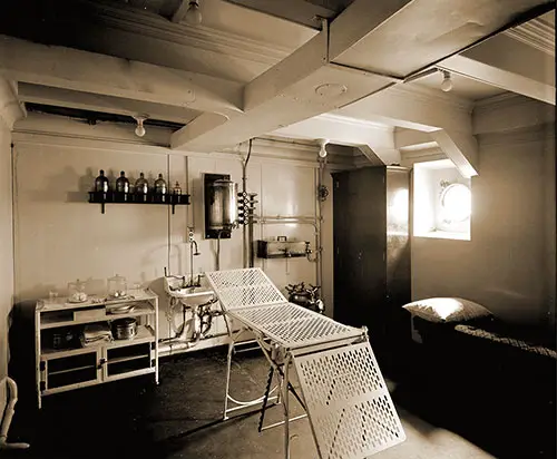 Physician's Consulting and Operating Room on the Port Side of the Main Deck of the RMS Aquitania, 1914.