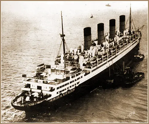 The RMS Aquitania of the Cunard Line is Grounded on Thorne Knoll Near Southampton, 1935.