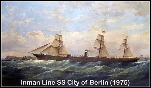 The S.S. City of Berlin (1875) Of the Inman Line Shown Outward Bound Passing Cape Pine Lighthouse.