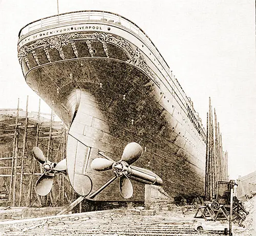 SS City of New York of the Inman Line Under Construction. Stern View, Showing Twin Screws.