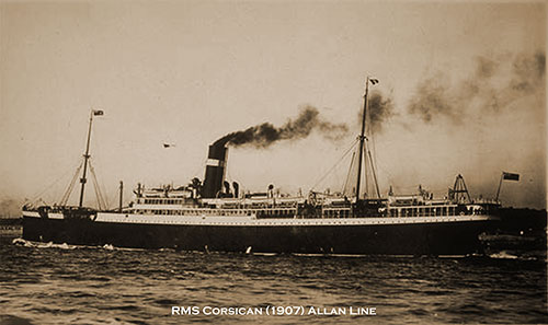 RMS Corsican (1907) of the Allan Line.