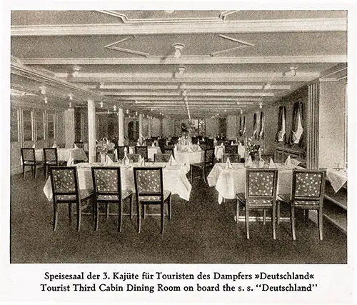 Tourist Third Cabin Dining Room on Board the SS Deutschland, 1924..