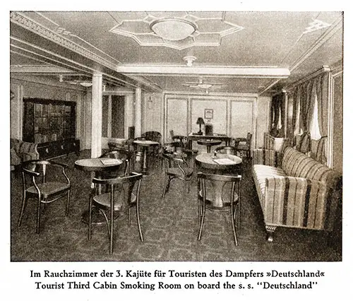 Tourist Third Cabin Smoking Room on Board the SS Deutschland, 1924.