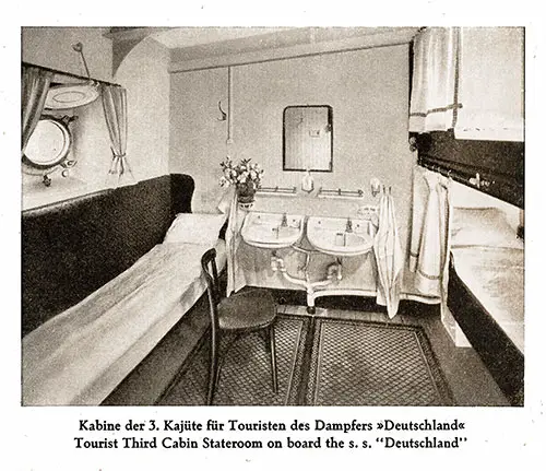 Tourist Third Cabin Stateroom on Board the SS Deutschland, 1924.