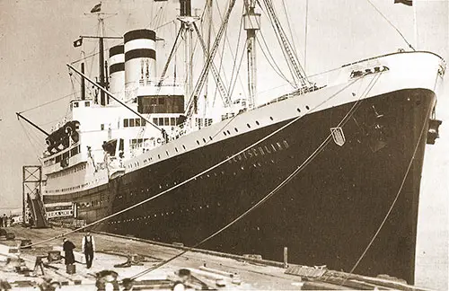 The SS Deutschland (1923) Tied Up at Pier at the Port of Hamburg in 1932.