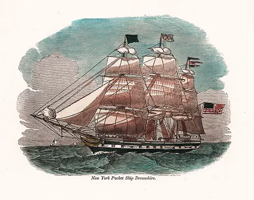 New York Packet Ship Devonshire, 1843.