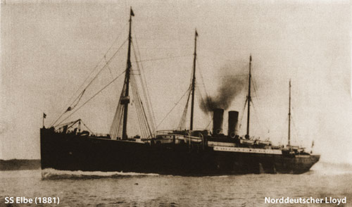 Norddeutscher Lloyd SS Elbe (1881) At Sea.