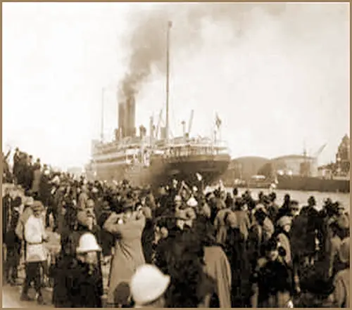 SS Frederik VIII Departing from Copehagen circa 1925.