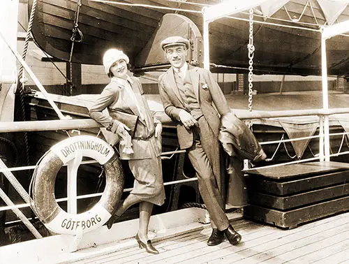 Greta Garbo and Mauritz Stiller on Board the SS Drottningholm in 1925, En Route to the United States.