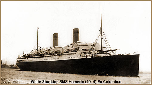 White Star Line RMS Homeric (1914) Shown Near Port ca 1922.