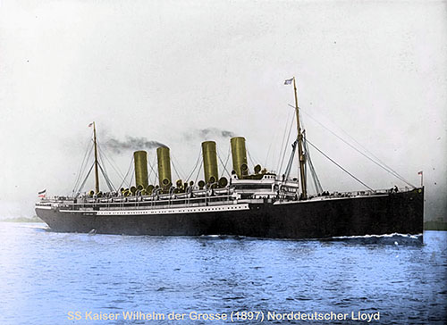 SS Kaiser Wilhelm der Grosse (1897) North German Lloyd. Original Photo by Daniel Chiswick.