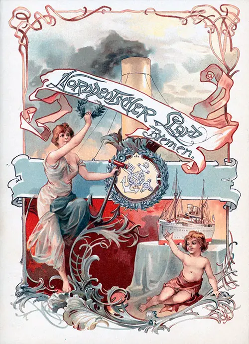 Dinner Menu Cover, 1901, from the SS Kaiser Wilhelm der Grosse (1897) of the Norddeutscher Lloyd.