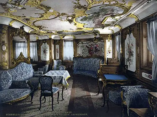 First Class Reading Room on the SS Kaiser Wilhelm der Grosse (1897) of the Norddeutscher Lloyd.