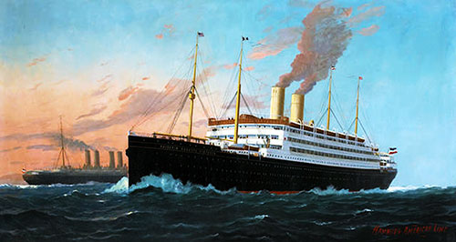 SS Kaiserin Auguste Victoria, 1907. Painting by Fred Pansing.